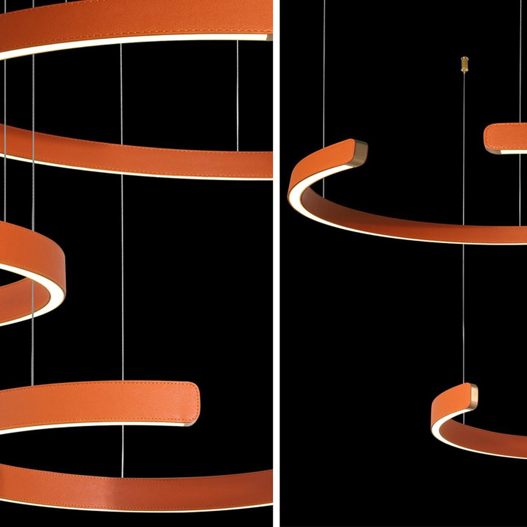 Люстра Half Ring 3 orange leather