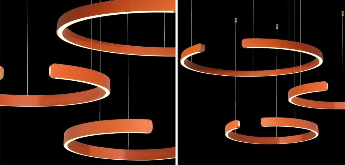 Люстра Half Ring 3 orange leather