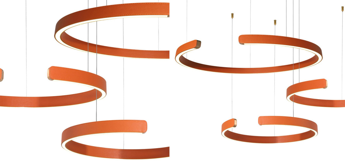 Люстра Half Ring 3 orange leather