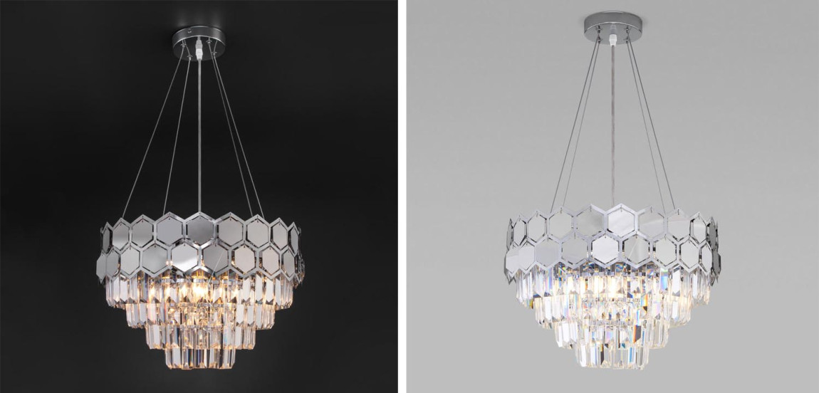 Люстра Hanging Hexagon Moira Chandelier chrome