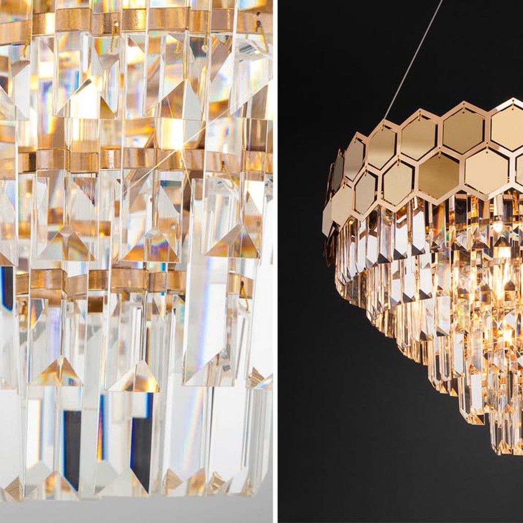 Люстра Hanging Hexagon Moira Chandelier gold