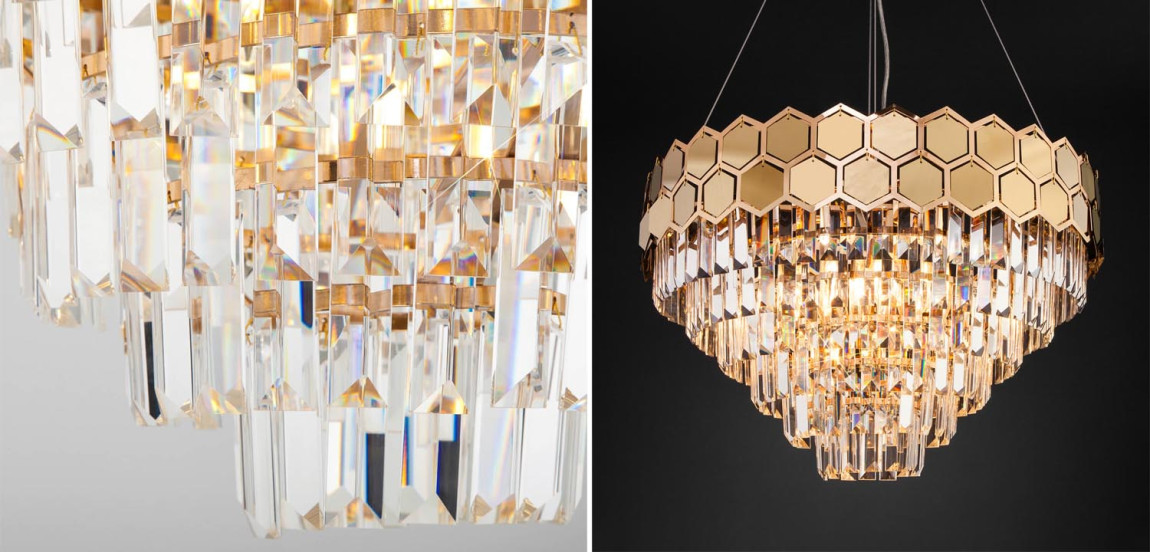 Люстра Hanging Hexagon Moira Chandelier gold