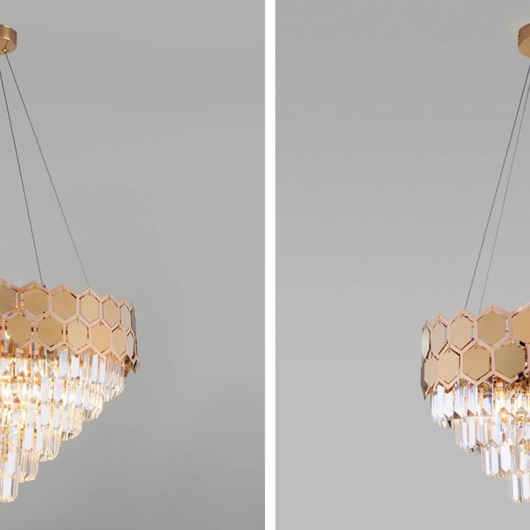Люстра Hanging Hexagon Moira Chandelier gold