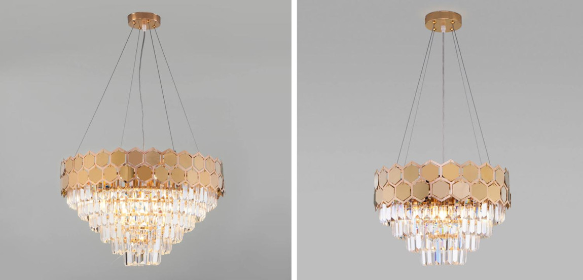 Люстра Hanging Hexagon Moira Chandelier gold