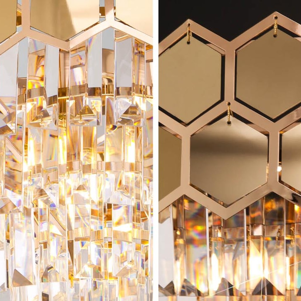 Люстра Hanging Hexagon Moira Chandelier gold