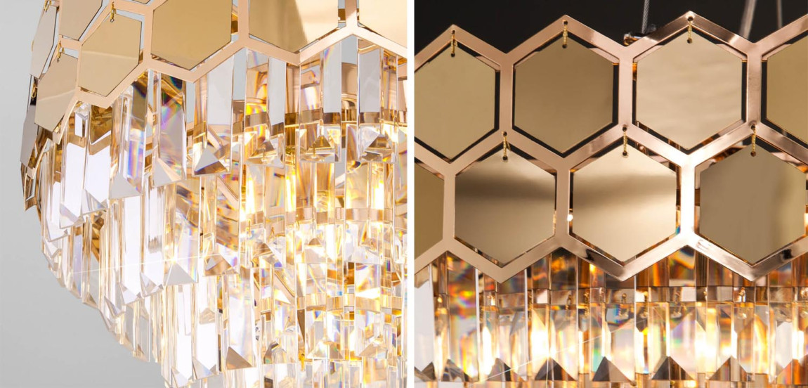 Люстра Hanging Hexagon Moira Chandelier gold