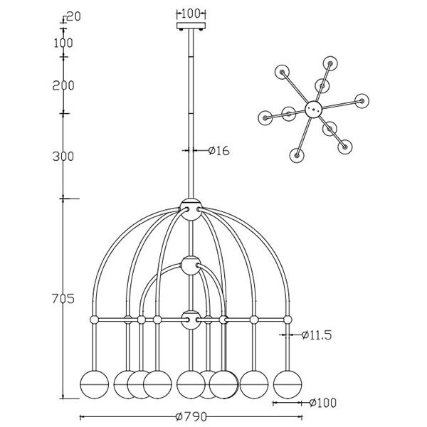 Люстра Heidy Chrome Chandelier 10