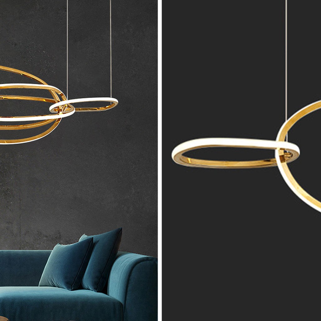 Люстра Horizontal Gold Oval Rings Chandelier