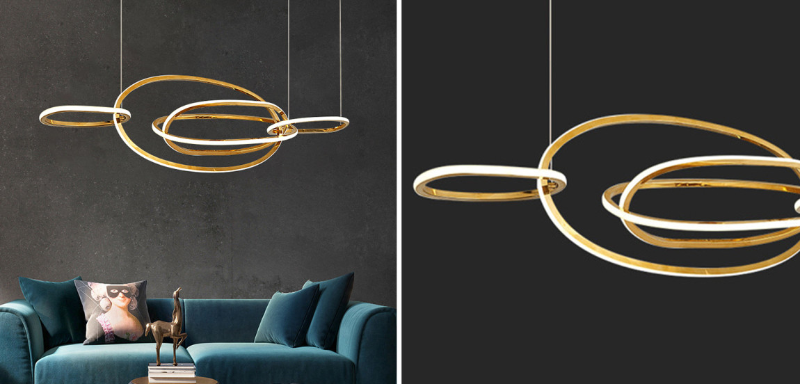 Люстра Horizontal Gold Oval Rings Chandelier