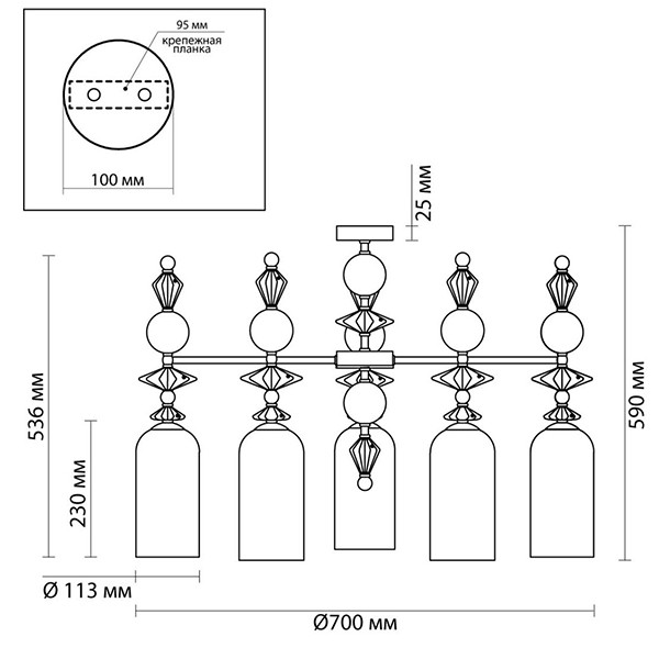 Люстра Iris Glass Chandelier candy 5 chrome