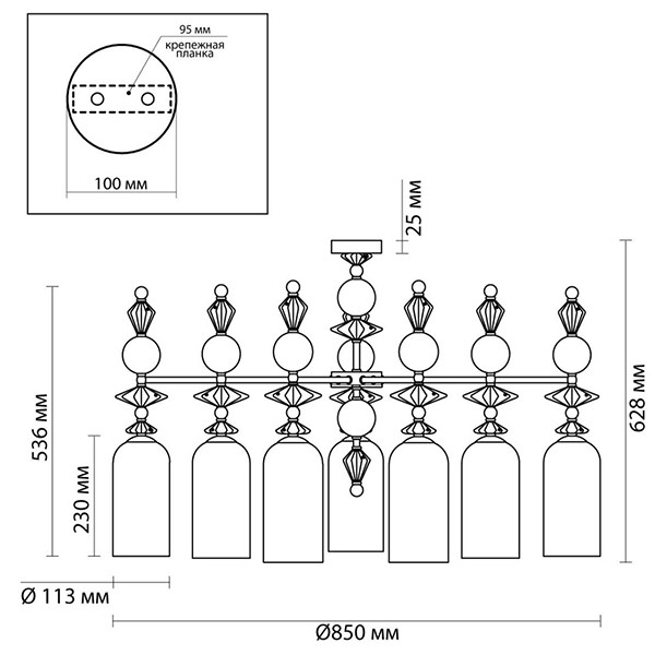 Люстра Iris Glass Chandelier candy 7 chrome