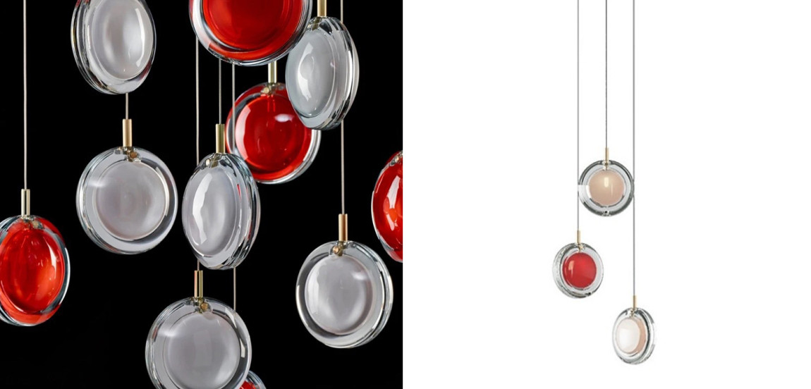 Люстра Lens 3 красный в стиле Bomma