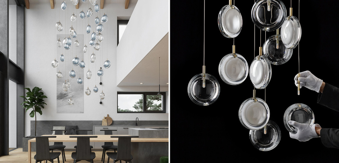 Люстра Lens 9 прозрачный в стиле Bomma