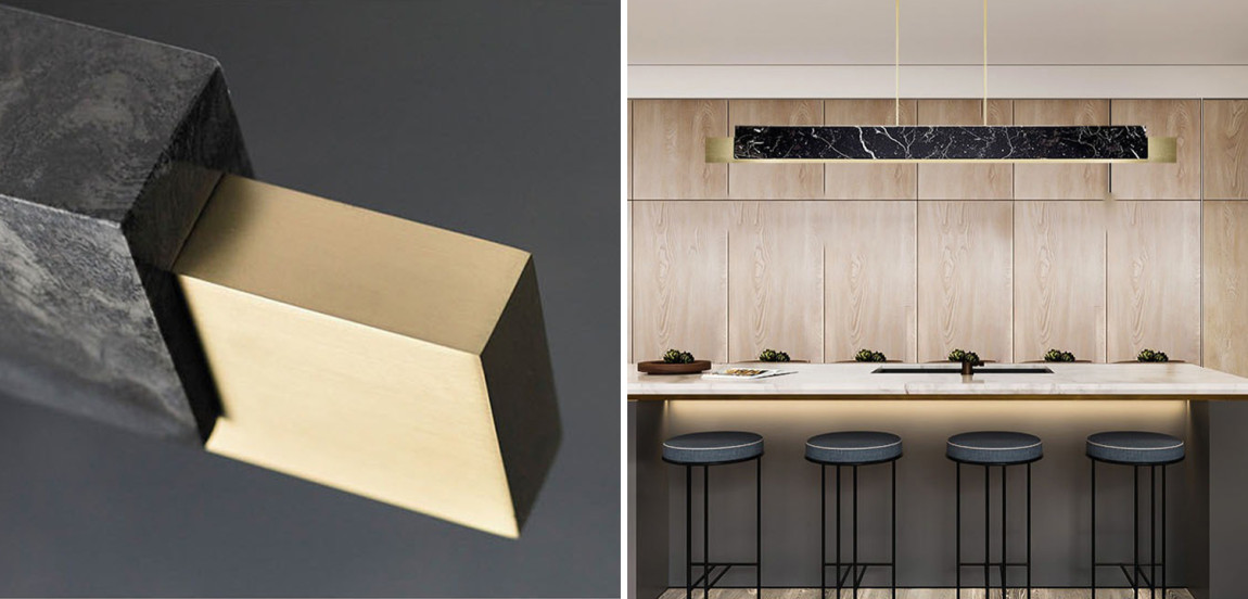 Люстра Leonce Marble Linear Chandelier Brass