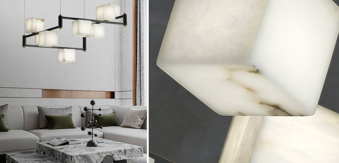 Люстра Marble Cubes Modern Light Chandelier 8 плафонов