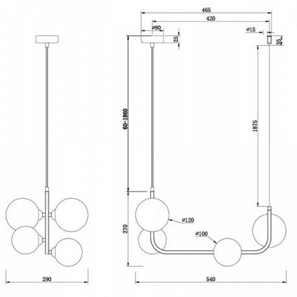 Люстра Marcan 4 Ball Chandelier Black Line