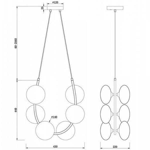 Люстра Marcan 6 Ball Chandelier Black