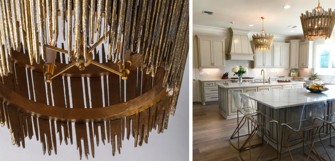 Люстра Ragna Golden Wooden Rods Chandelier