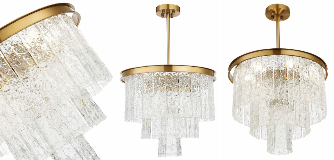 Люстра Renea Textured Glass Chandelier Brass