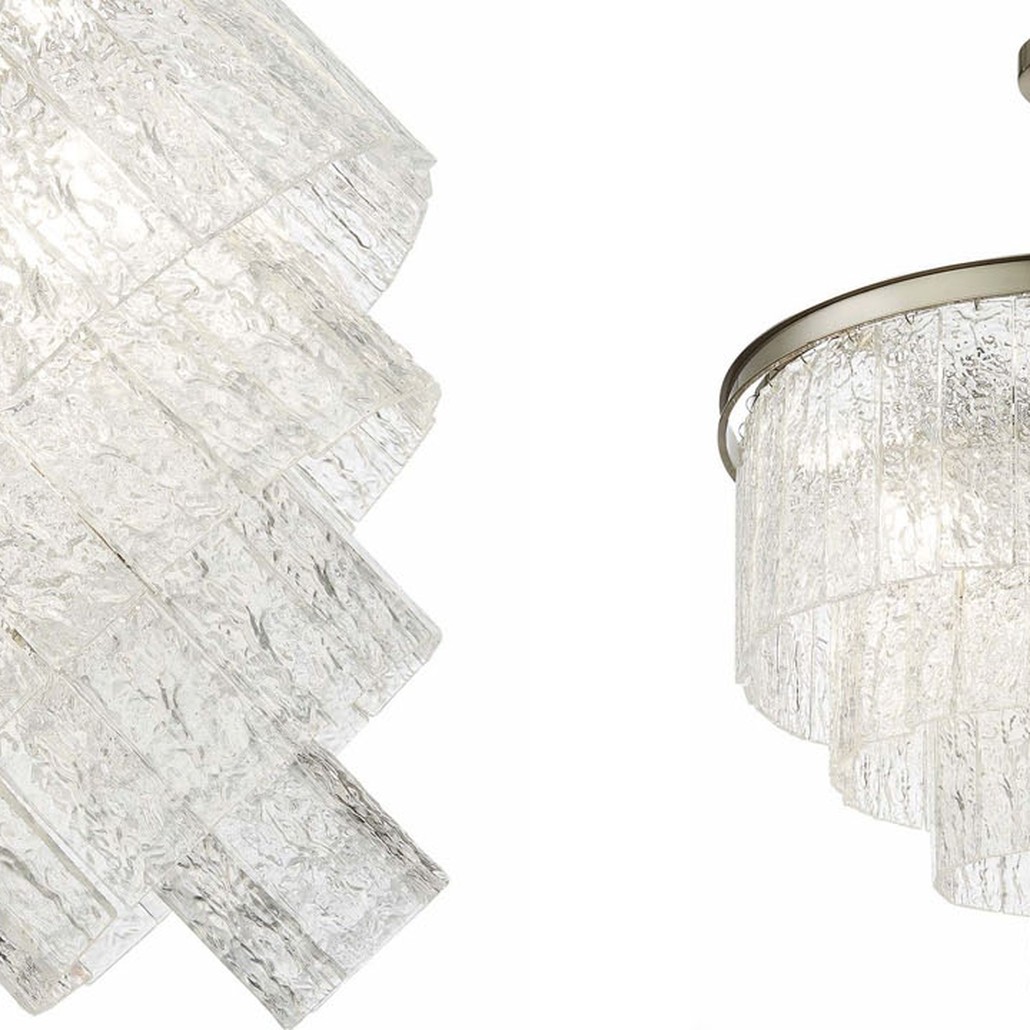 Люстра Renea Textured Glass Chandelier Nickel D60