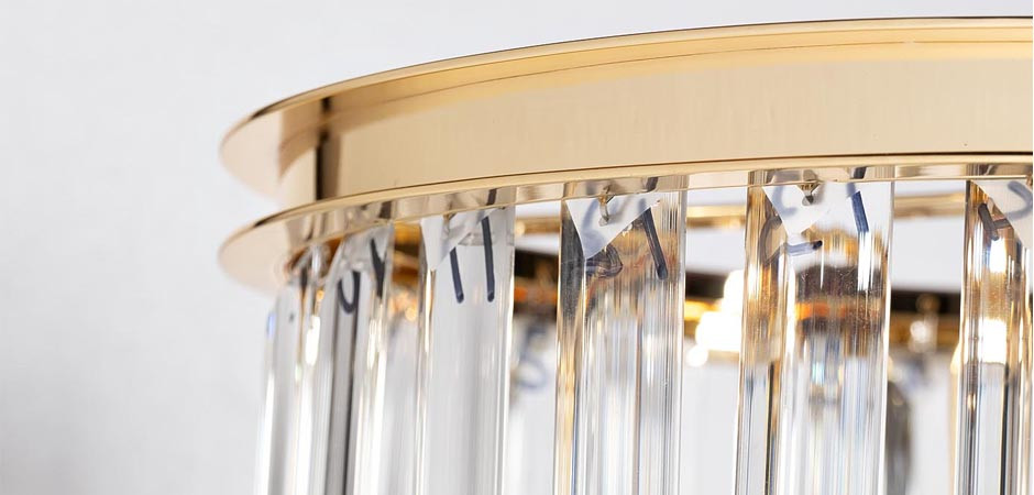 Люстра Retro FROZEN GLASS gold 3 lamp