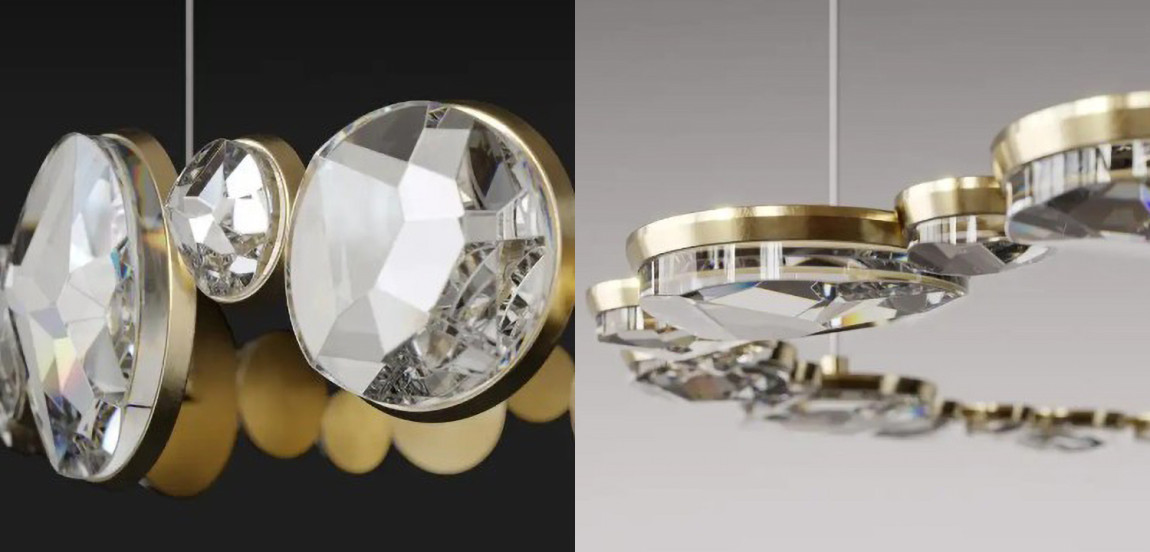 Люстра RING horizontal chandelier with crystals