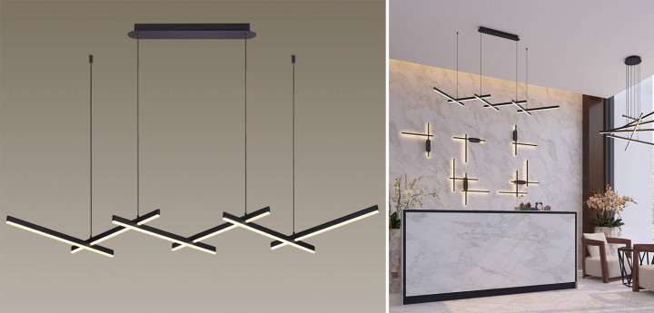 Люстра Rolf Black Lines Linear Chandelier