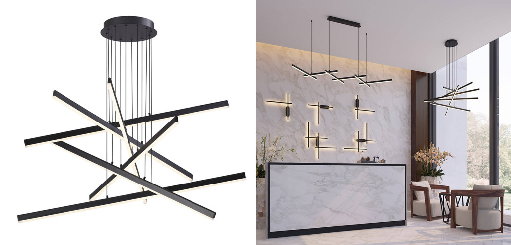 Люстра Rolf Six Black Lines Chandelier