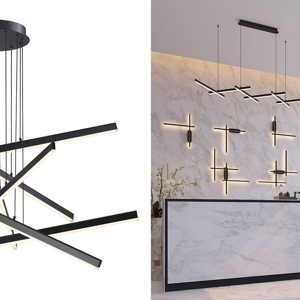 Люстра Rolf Six Black Lines Chandelier