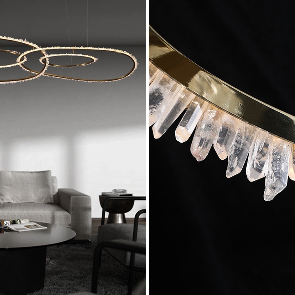 Люстра Six Rings Chain Quartz Crystal Chandelier