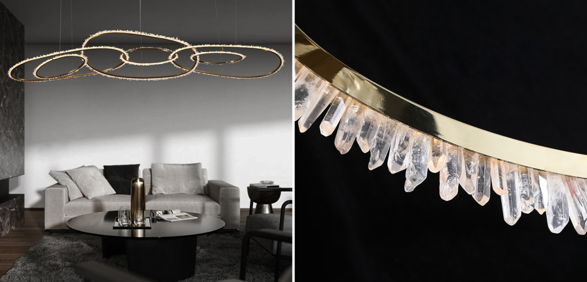 Люстра Six Rings Chain Quartz Crystal Chandelier