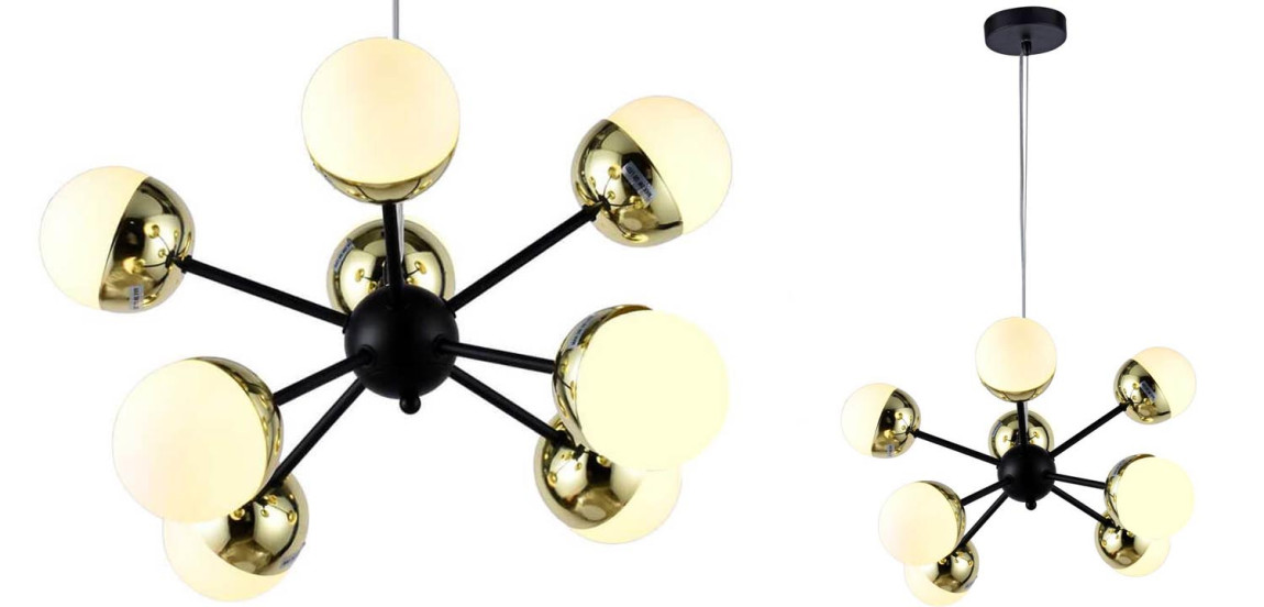 Люстра Sputnik White and Gold Globe Chandelier 8
