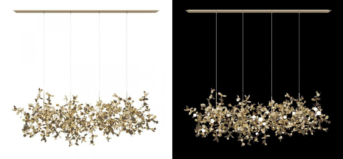 Люстра Terzani Argent Suspension Linear Gold длина 120 см