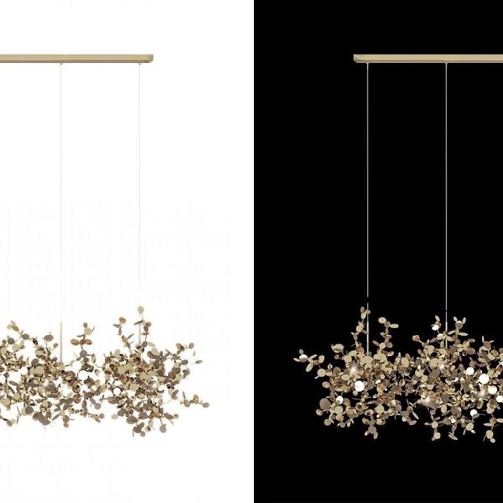 Люстра Terzani Argent Suspension Linear Gold длина 150 см