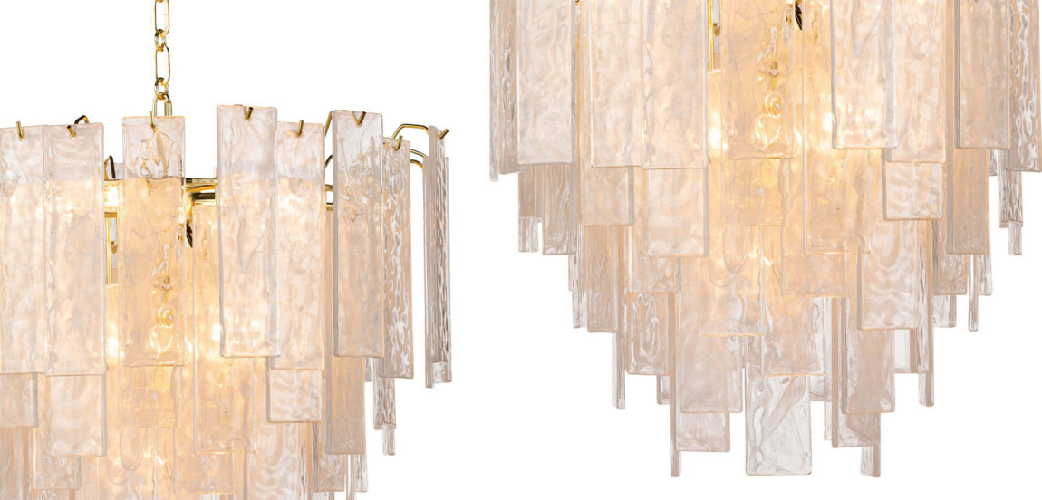 Люстра Textured Glass Chandelier Rectangular Pendants