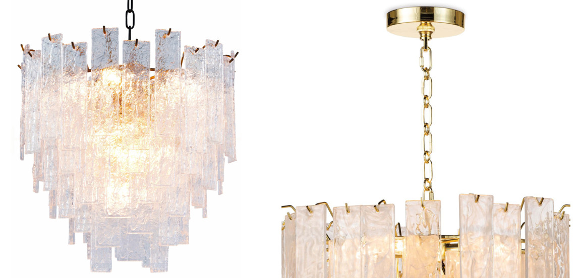 Люстра Textured Glass Chandelier Rectangular Pendants