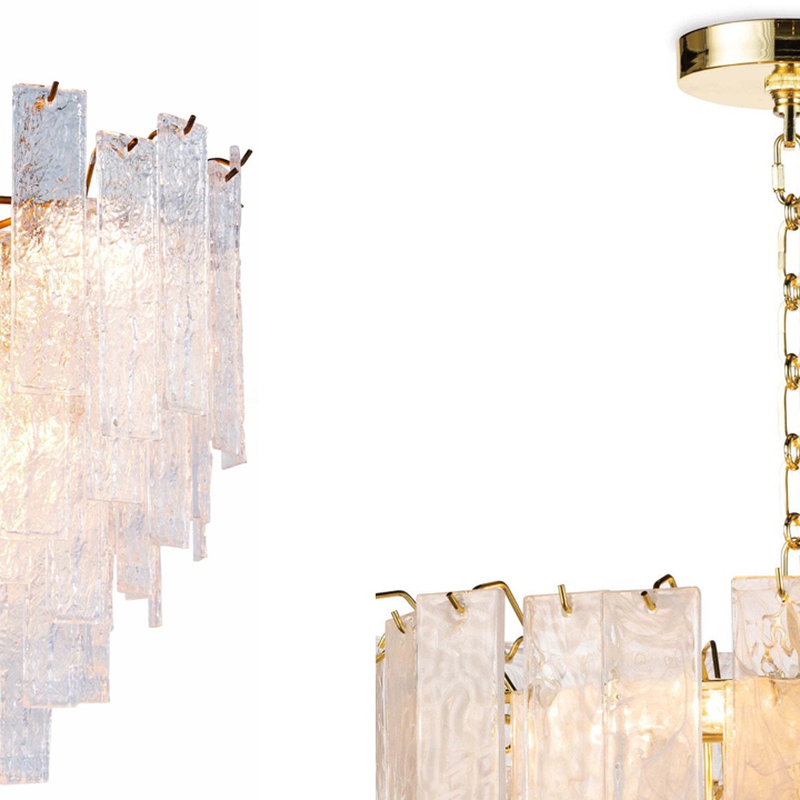 Люстра Textured Glass Chandelier Rectangular Pendants