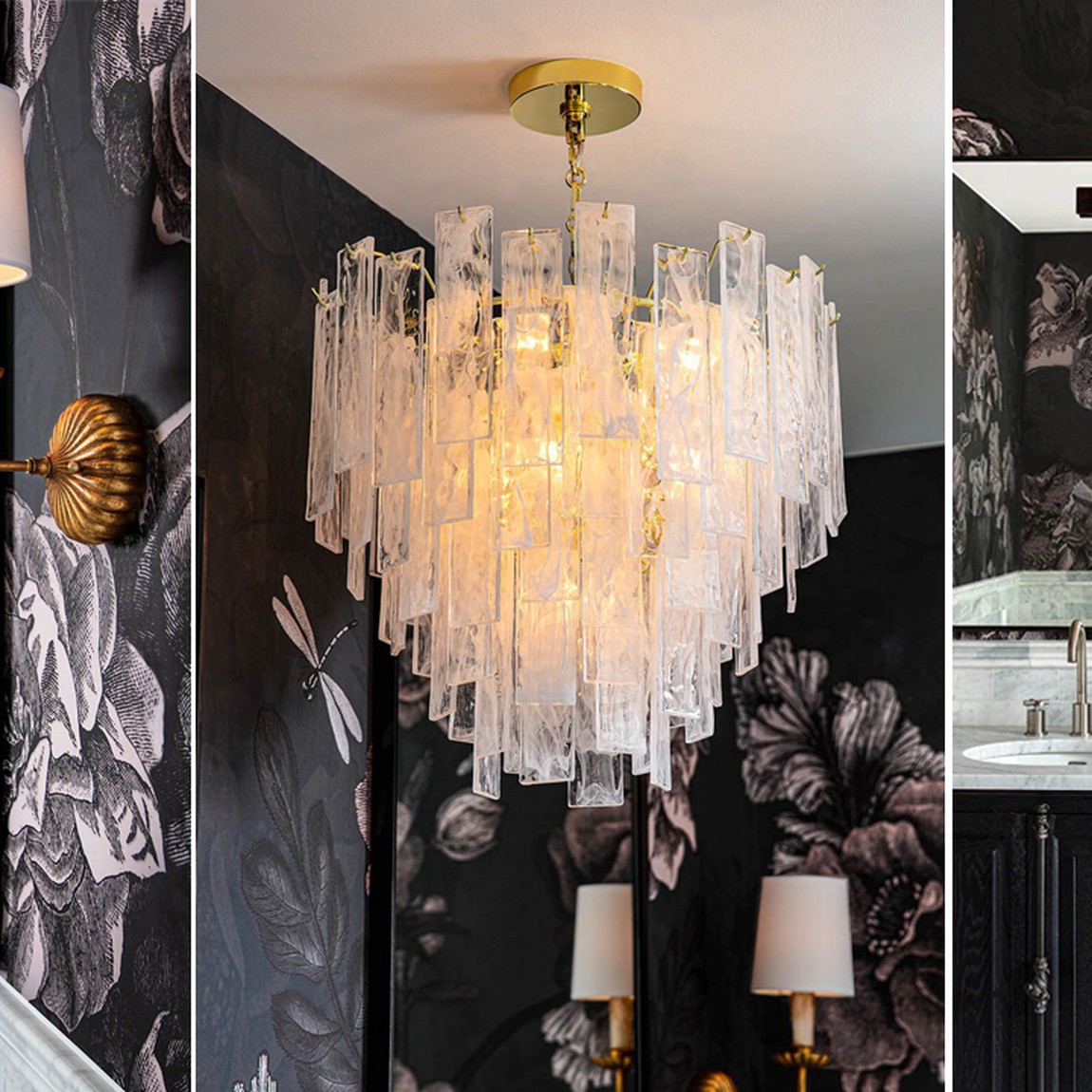 Люстра Textured Glass Chandelier Rectangular Pendants