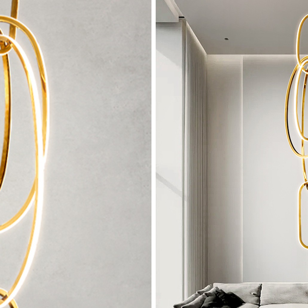 Люстра Vertical Gold Oval Rings Chandelier