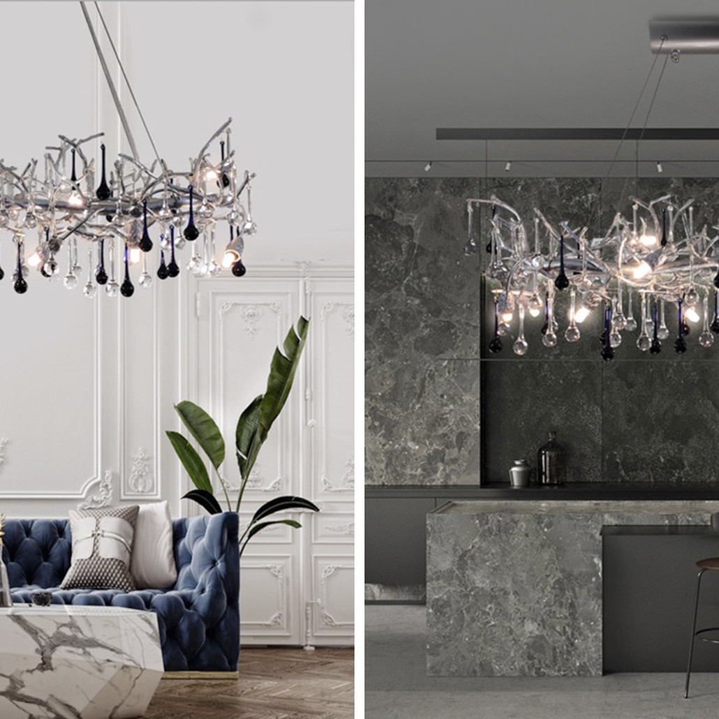 Люстра Waterfall Chandelier Crystal Silver Drops