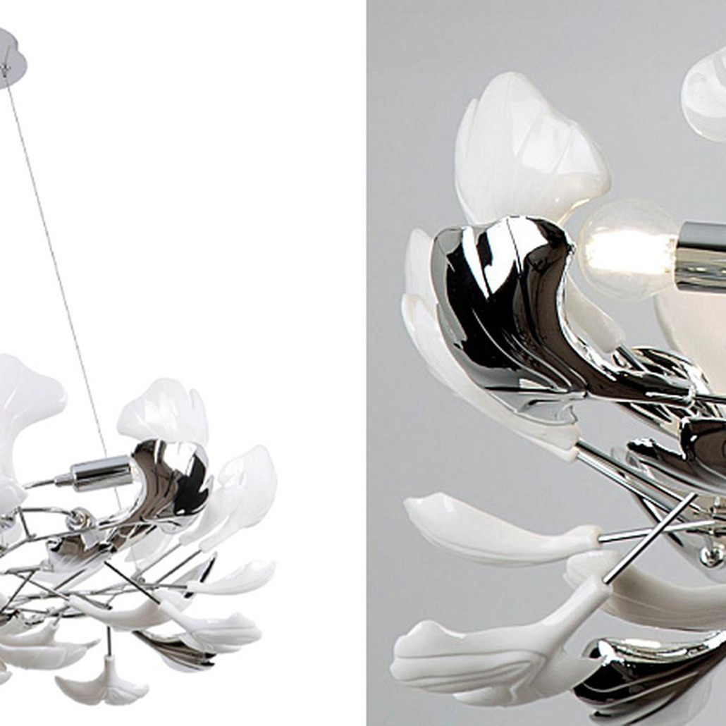 Люстра Wintery flover Chrome с Белыми декоративными плафонами