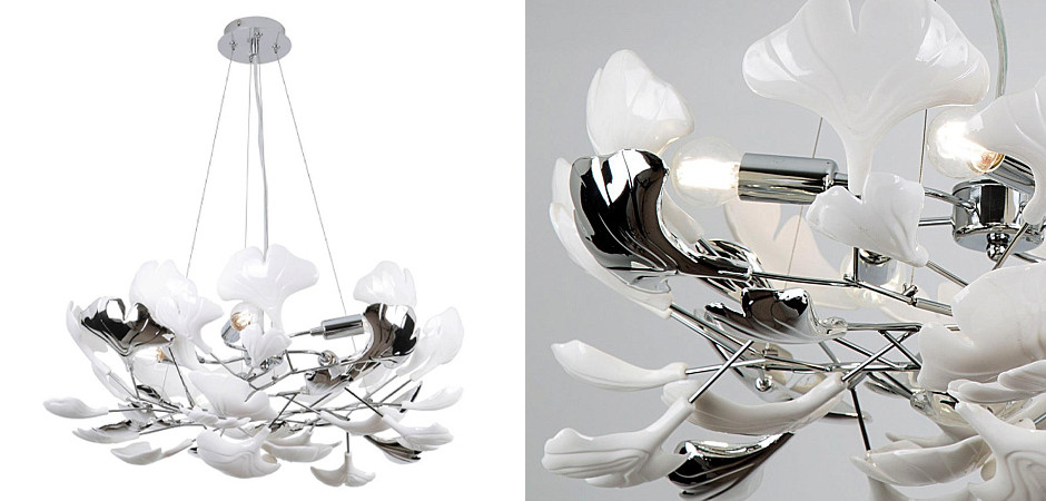Люстра Wintery flover Chrome с Белыми декоративными плафонами
