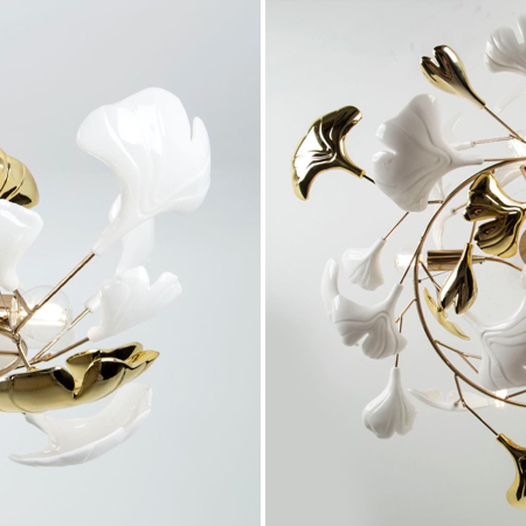 Люстра Wintery flover Gold с Белыми декоративными плафонами