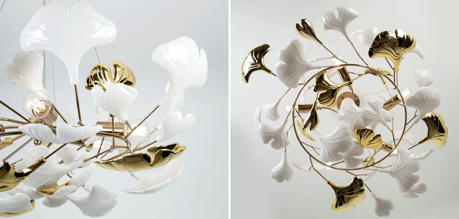 Люстра Wintery flover Gold с Белыми декоративными плафонами