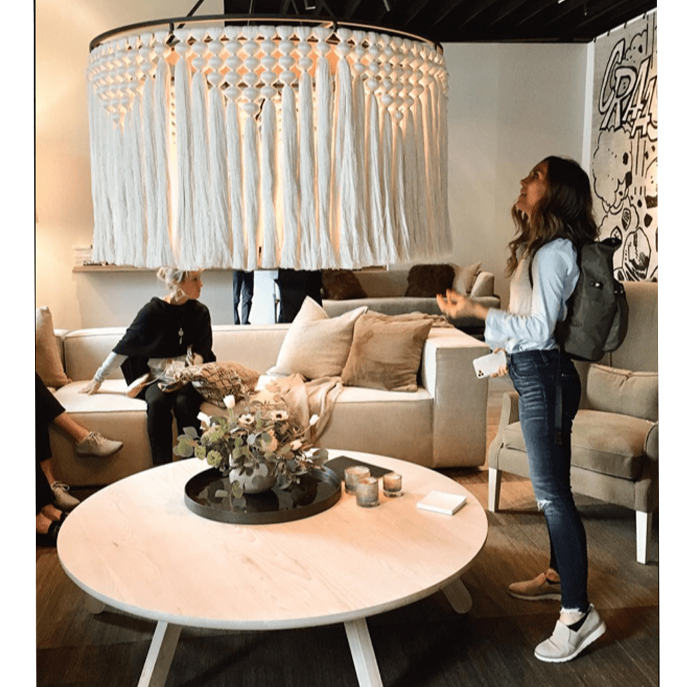 Люстра белая плетеная с кисточками Boho Tassel Chandelier