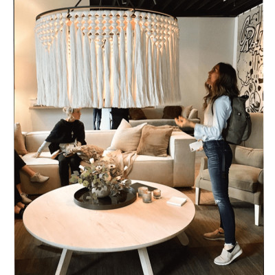 Люстра белая плетеная с кисточками Boho Tassel Chandelier