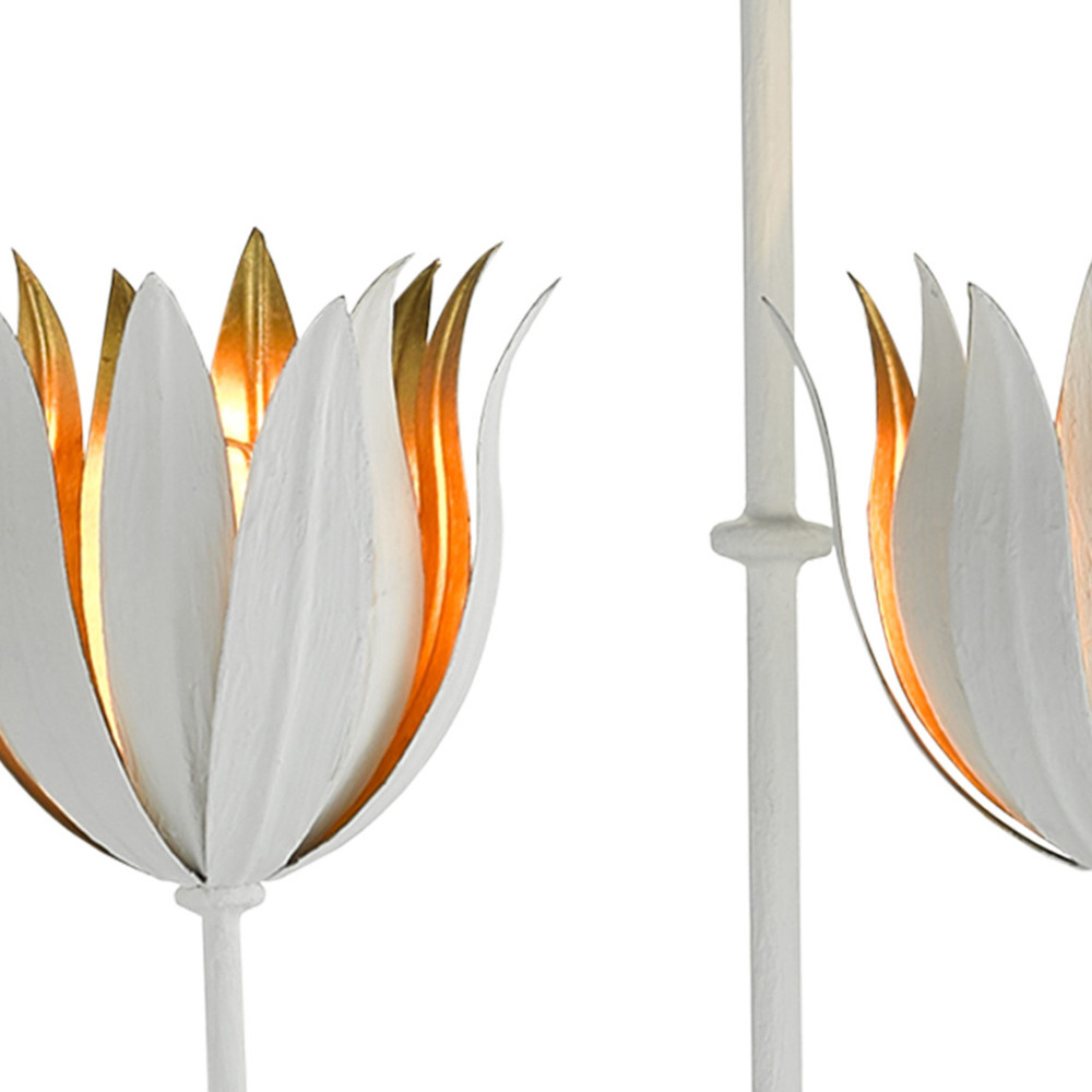 Люстра белая прямоугольная с абажурами в виде цветков тюльпана White Tulips