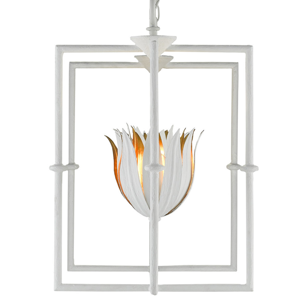 Люстра белая прямоугольная с абажурами в виде цветков тюльпана White Tulips