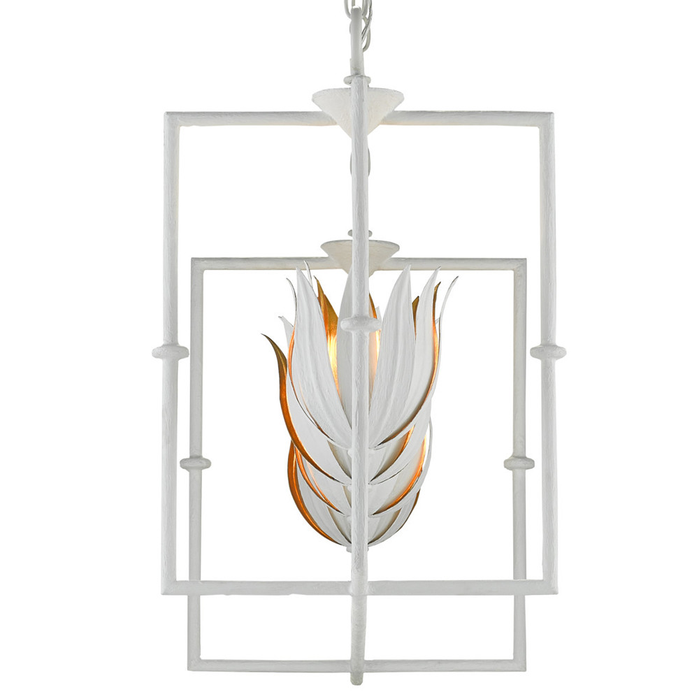 Люстра белая прямоугольная с абажурами в виде цветков тюльпана White Tulips