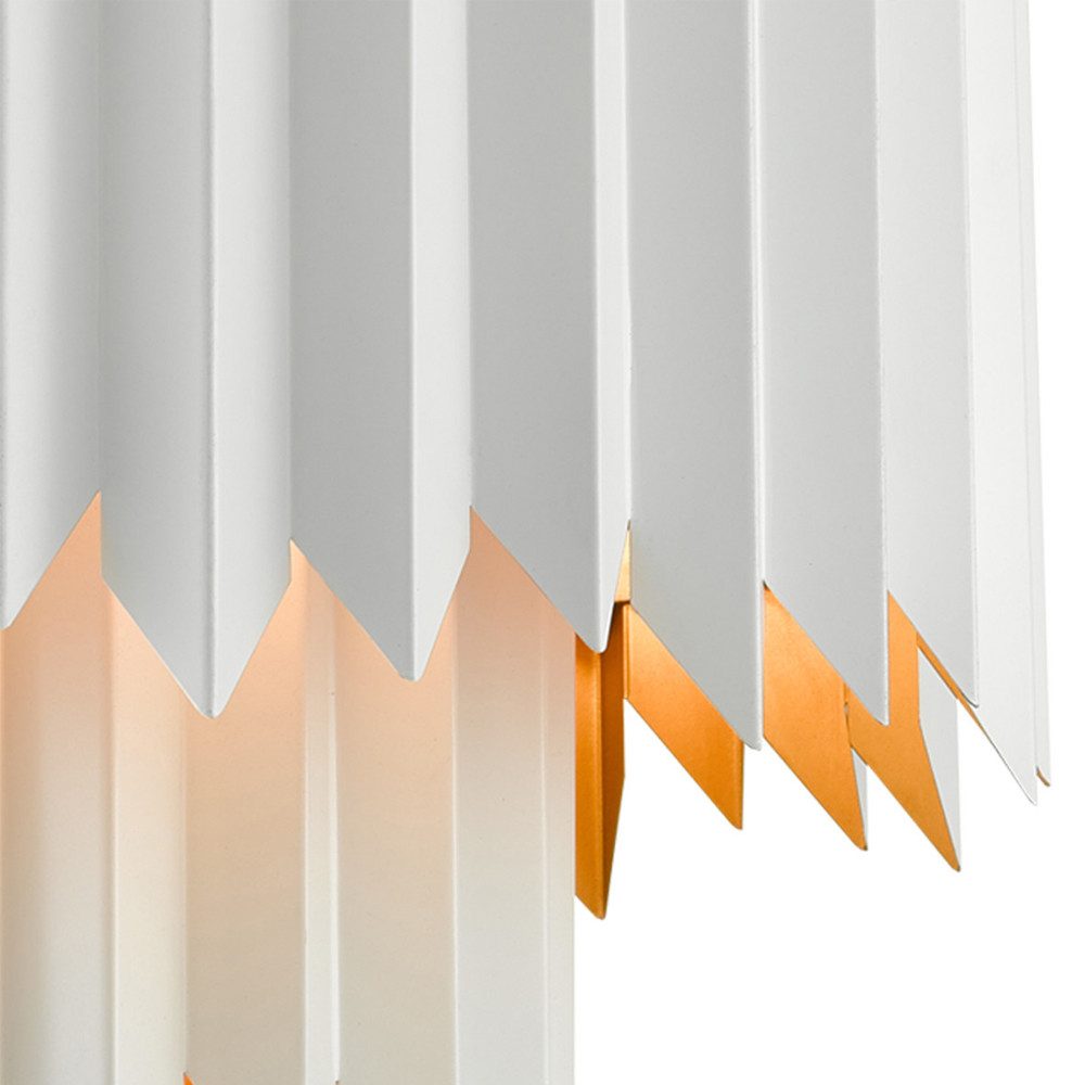 Люстра белая с гофрированным двойным абажуром Corrugated Double Lampshade
